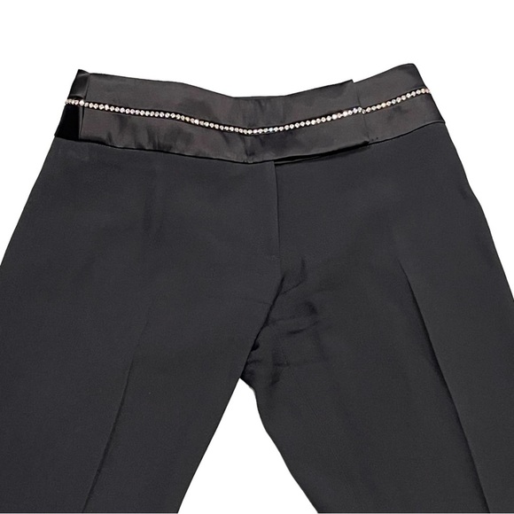 Karen Millen Black Rhinestone Crystal Embellished Waist Dress Pants size 4 - Picture 3 of 9